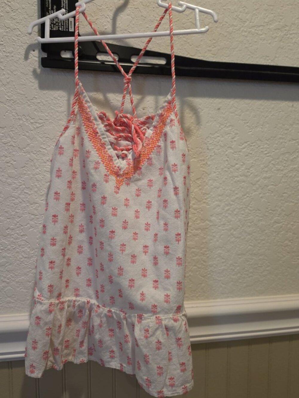 The Children's Place Girls White Novelty Print Dress Rope Ties M 7/8 - Picture 1 of 2